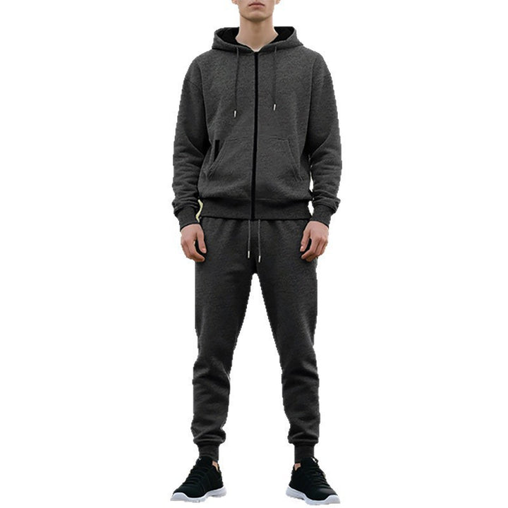 Men's comfortable hooded leisure suit with practical pockets Lisslune