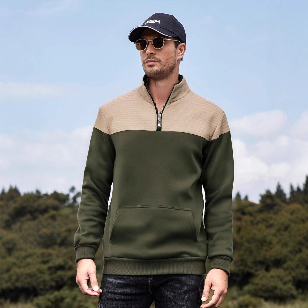 Men's functional sweatshirt jacket with a high collar and practical kangaroo pocket Lisslune