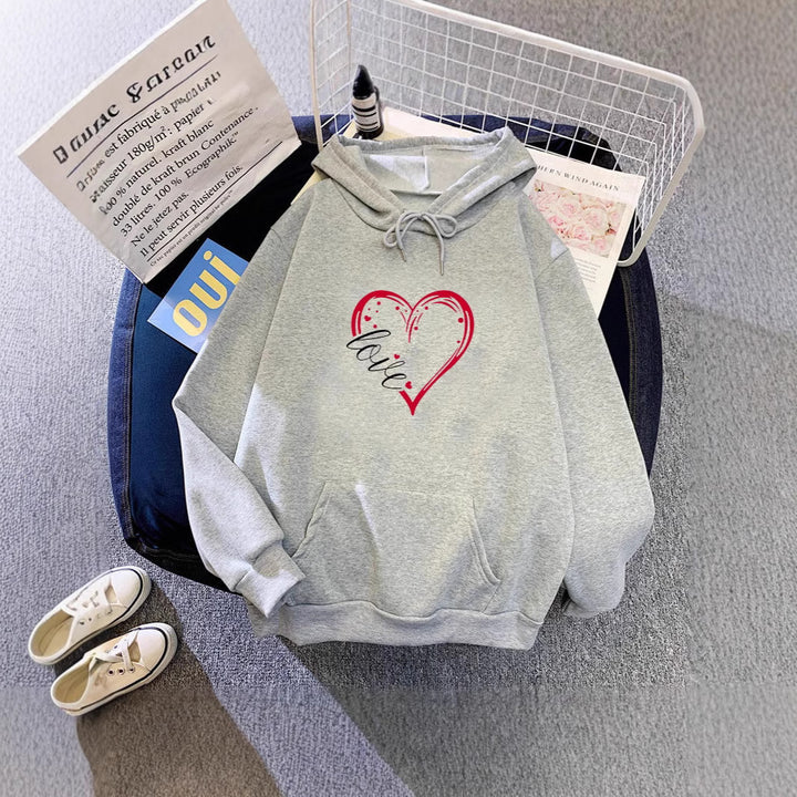 Women's hoodie with romantic heart design and high-quality fleece Lisslune