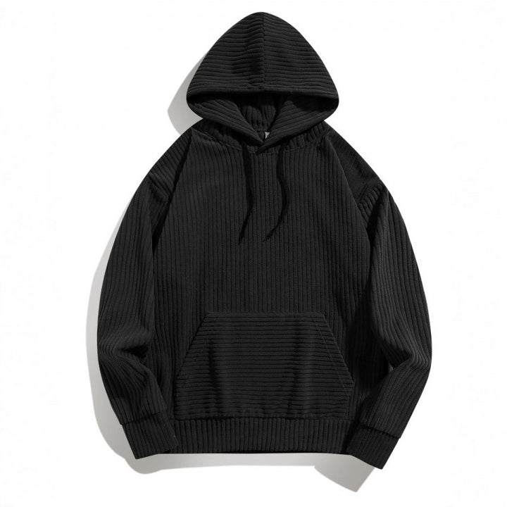 Men's casual hoodie with textured ribbed pattern and practical pockets Lisslune