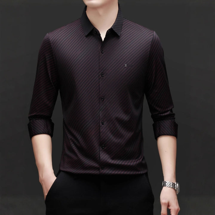 Men's finely striped long-sleeve shirt with modern cut Lisslune