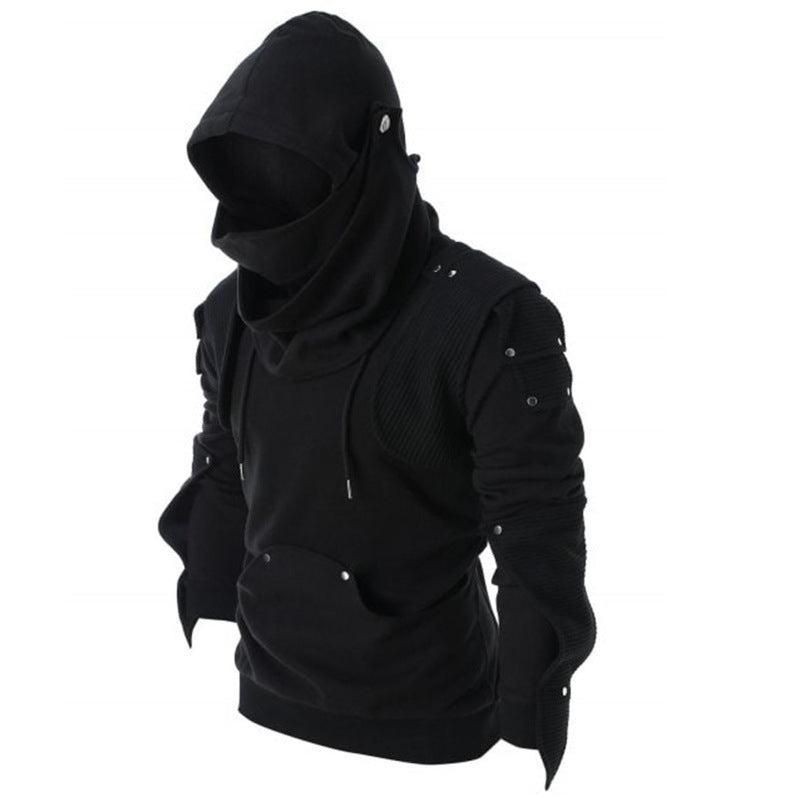 Men's fashionable hooded sweatshirt jacket with stand-up collar and innovative details Lisslune