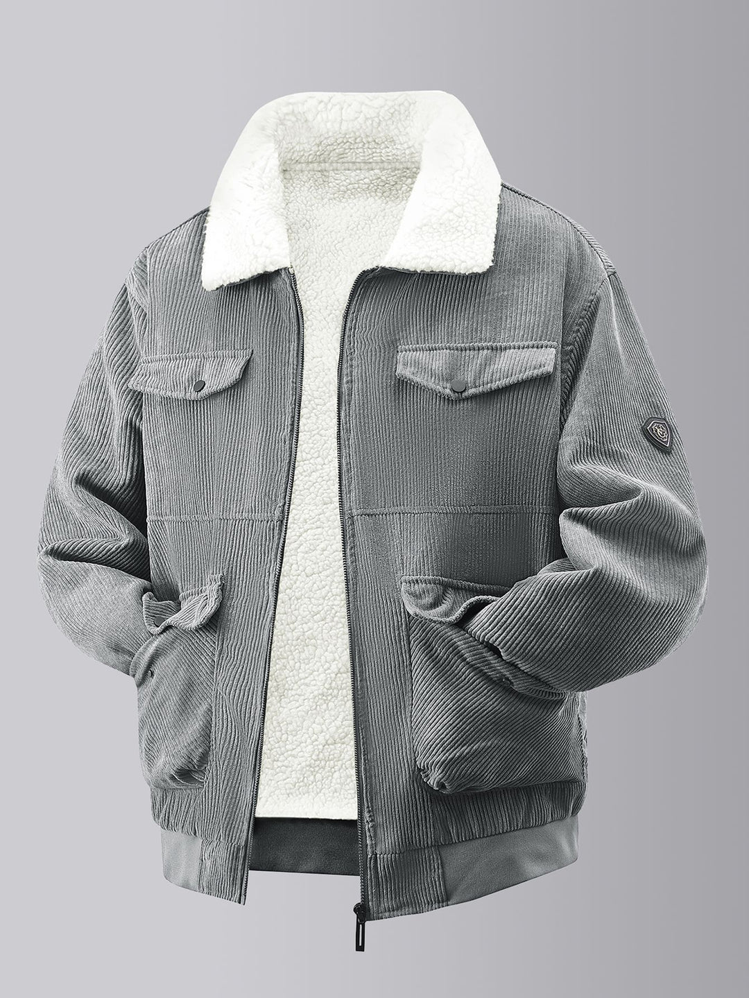 Men's cozy teddy fleece jacket with practical chest pockets and elastic cuffs Lisslune