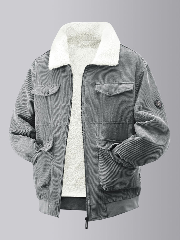 Men's cozy teddy fleece jacket with practical chest pockets and elastic cuffs Lisslune