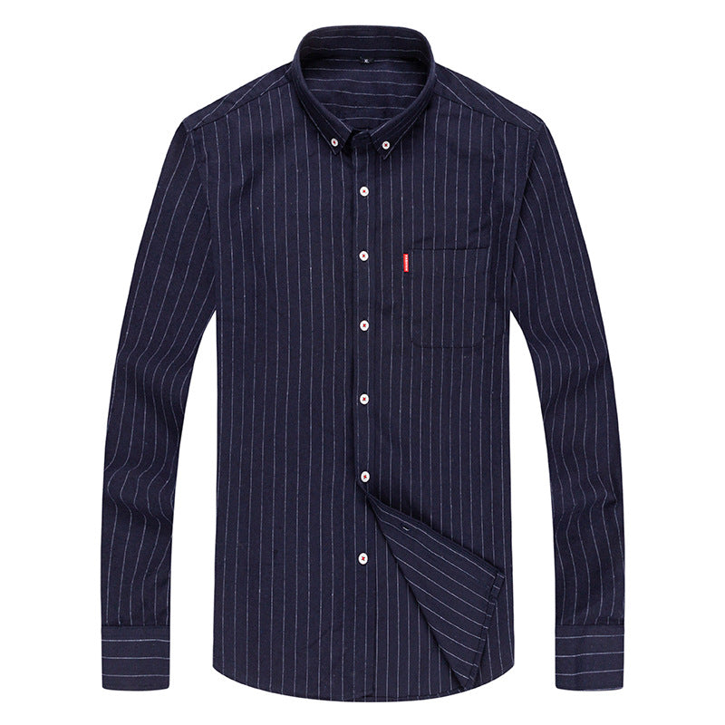 Men's Elegant Long Sleeve Shirt with Finest Striped Pattern Lisslune