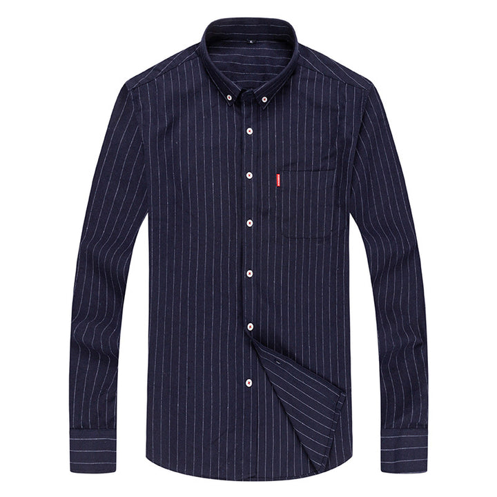 Men's Elegant Long Sleeve Shirt with Finest Striped Pattern Lisslune