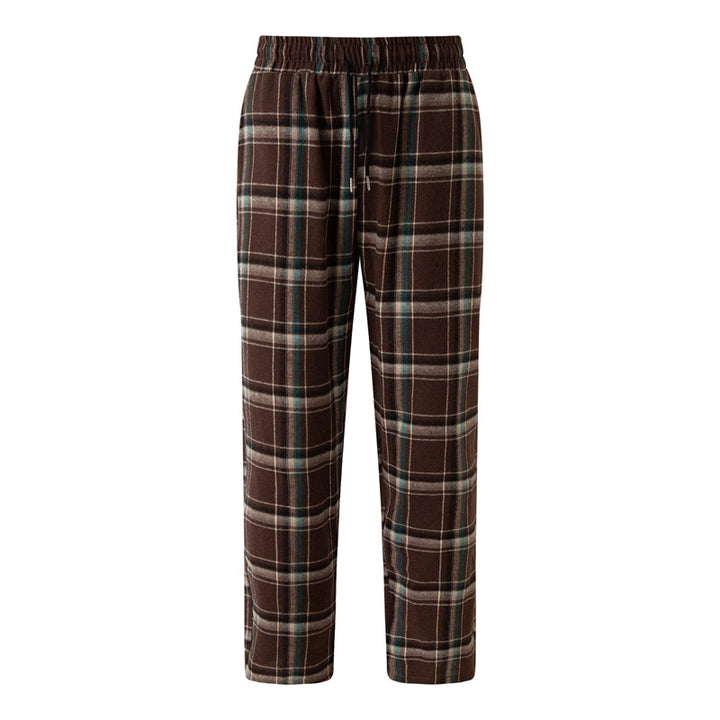 Men's comfortable flannel pants with practical side pockets and elastic waistband Lisslune