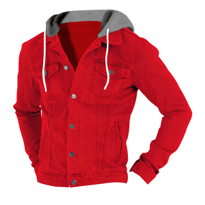 Men's denim jacket with snug hood and practical pocket design Lisslune