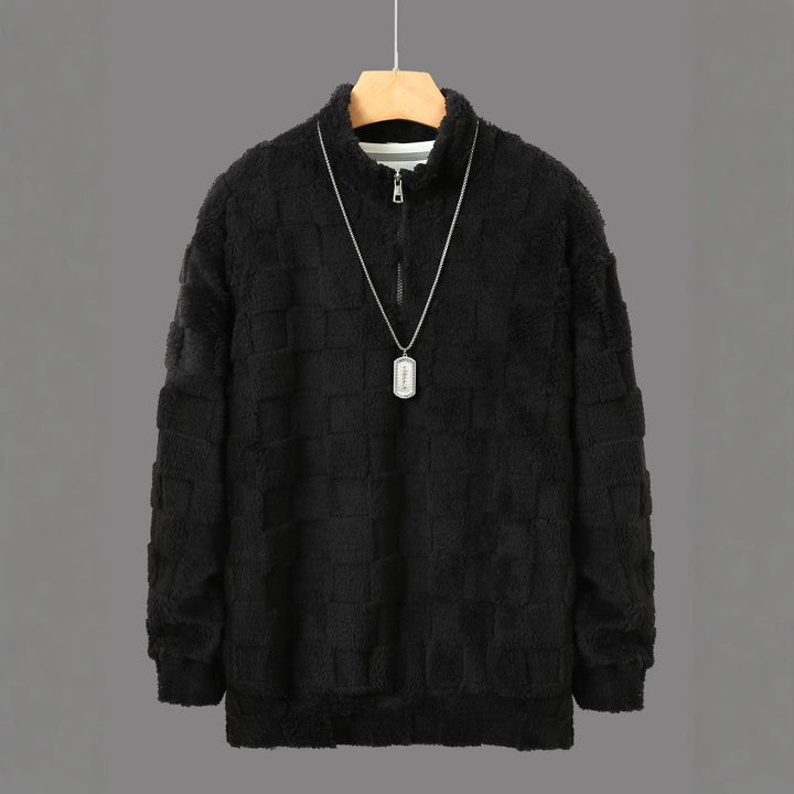 Men's fleece pullover with zipper and textured design Lisslune