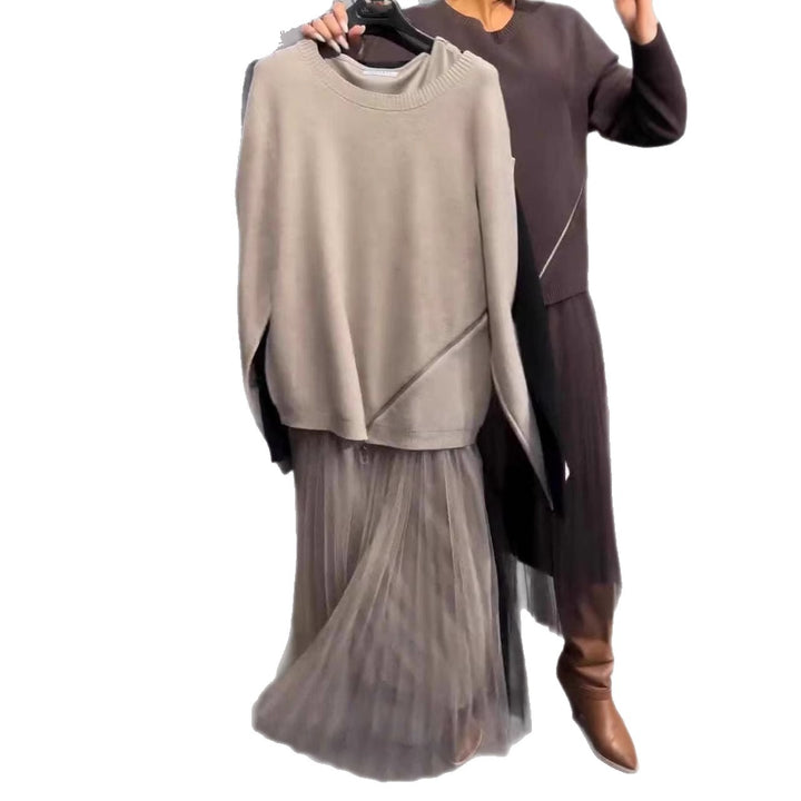 Women's trendy, asymmetrical sweater with draping Lisslune