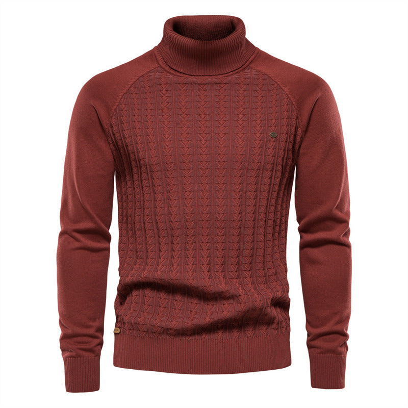 Men's knitted pullover with fashionable stand-up collar and textured design Lisslune