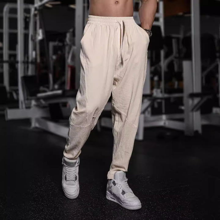 Men's lightweight leisure pants with elastic waistband and practical side pockets Lisslune
