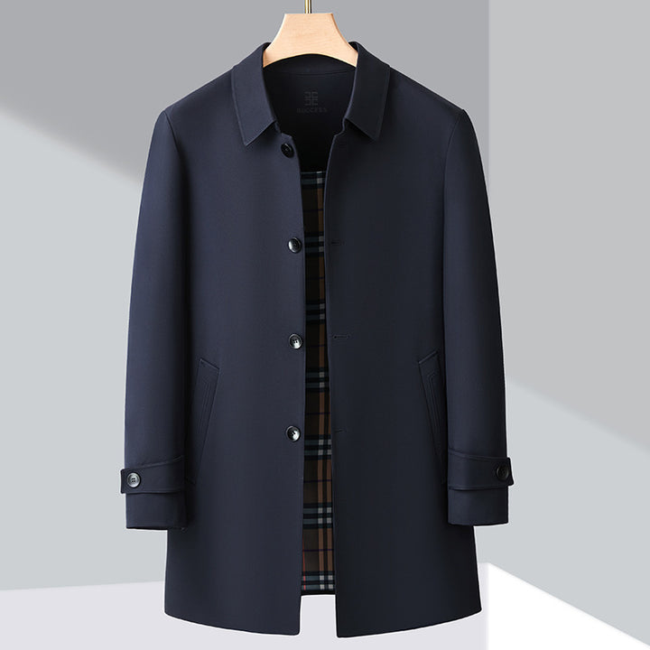 Men's Stylish Trench Coat with Classic Cut and Practical Pockets Lisslune
