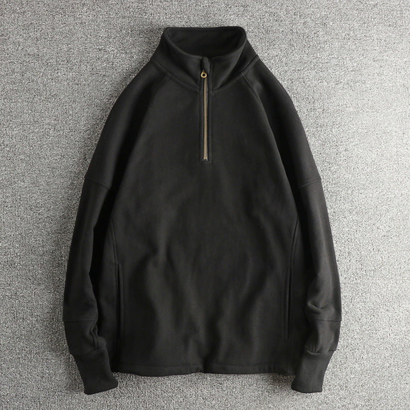 Men's fleece jacket with half zipper and side pockets Lisslune