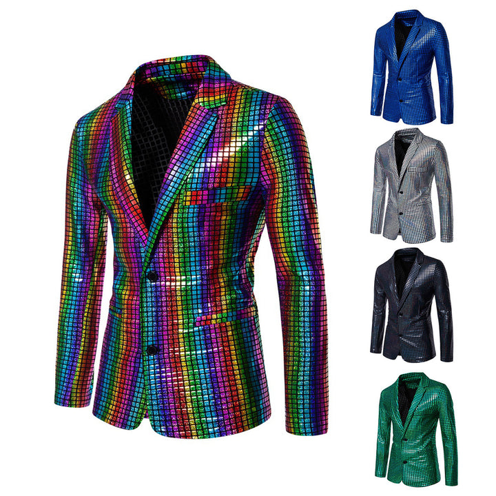 Men's shiny sequin blazer with modern design Lisslune