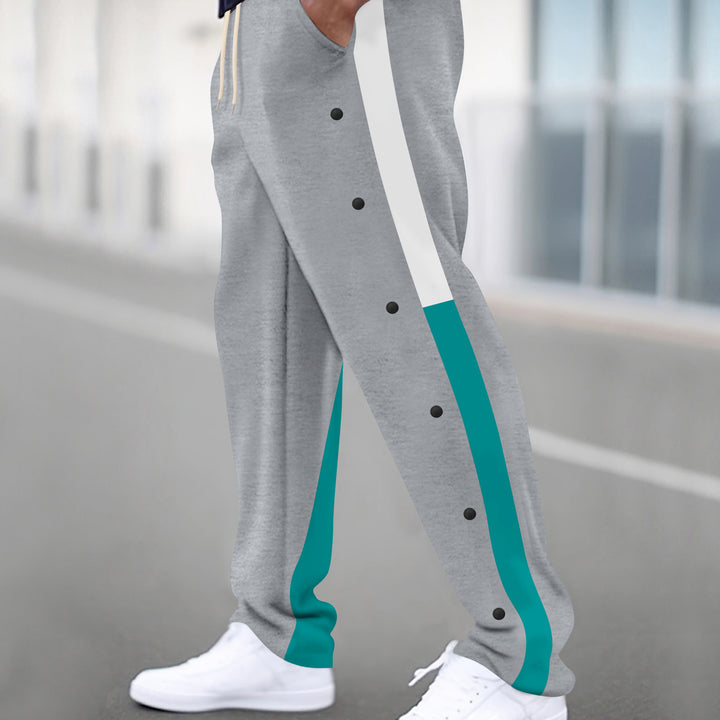 Men's sporty training pants with buttons and elastic waistband Lisslune