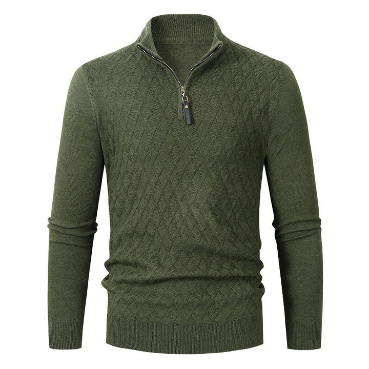 Men's sweater with modern diamond pattern and zipper Lisslune