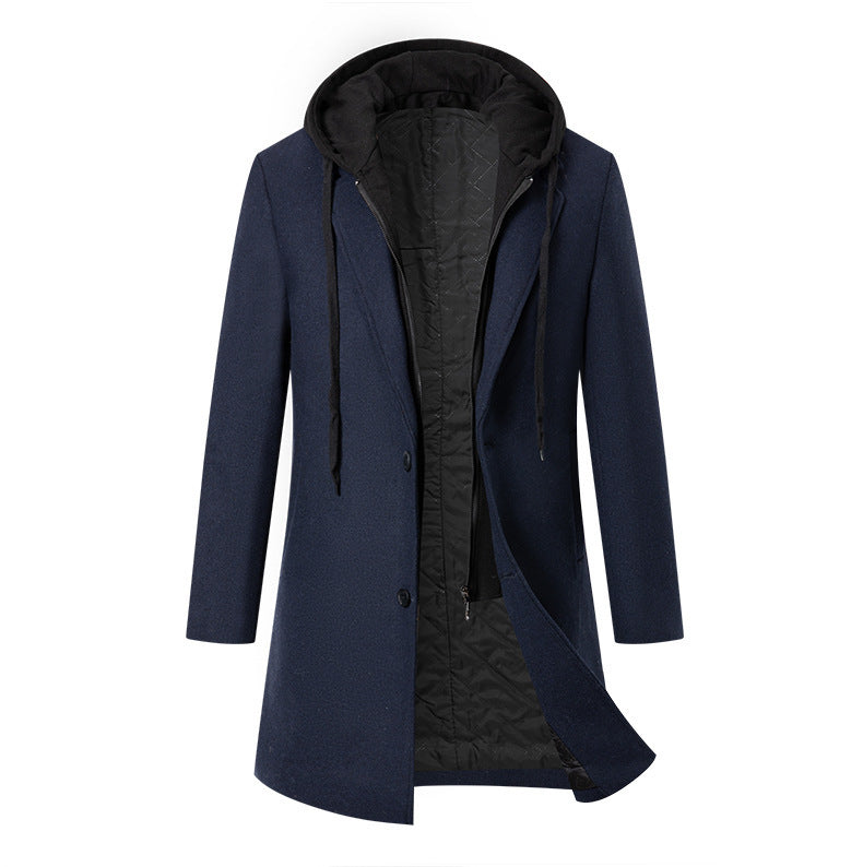 Men's elegant transitional coat with removable hood Lisslune