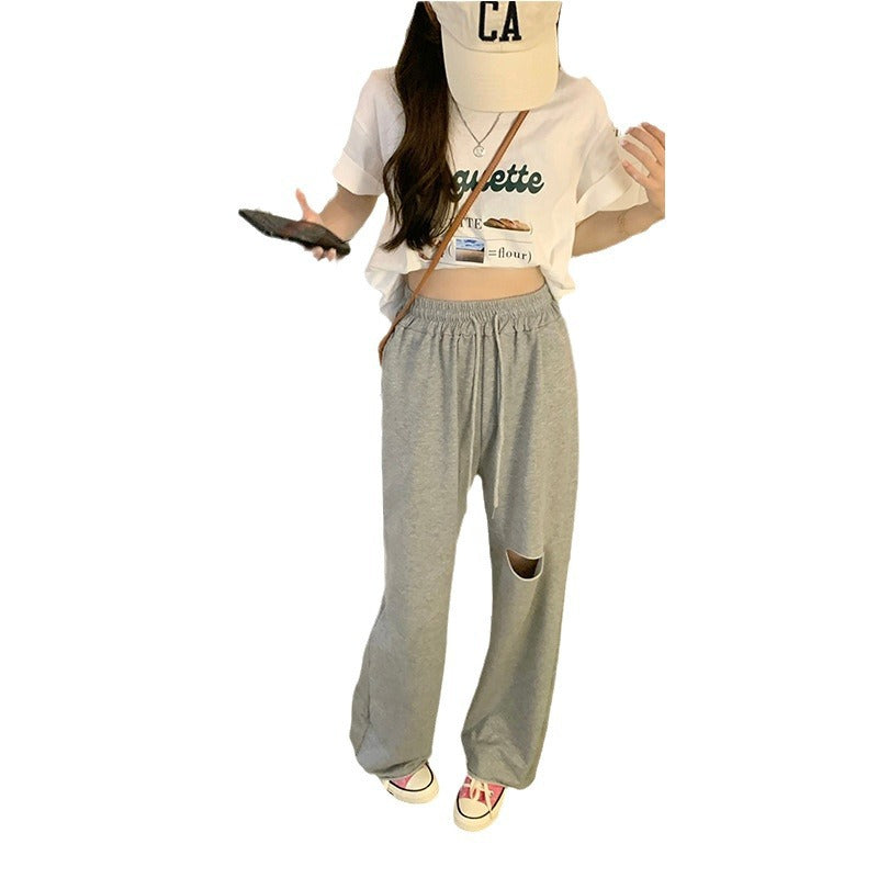 Women's comfortable leisure pants with fashionable cut-out details Lisslune