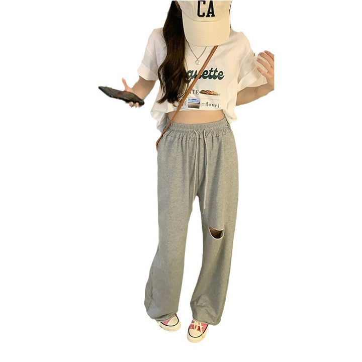 Women's comfortable leisure pants with fashionable cut-out details Lisslune