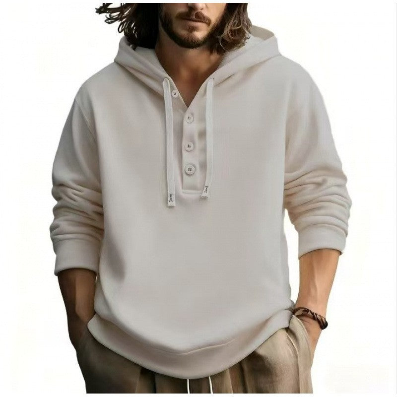 Men's hooded sweatshirt with button placket Lisslune