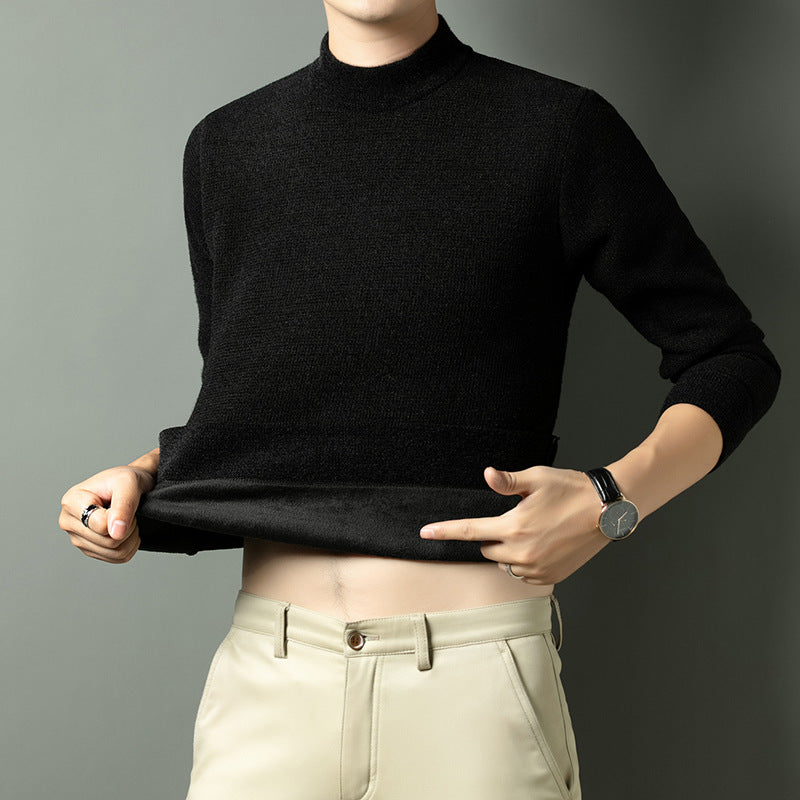 Men's Fine Knit Sweater with High Collar Lisslune