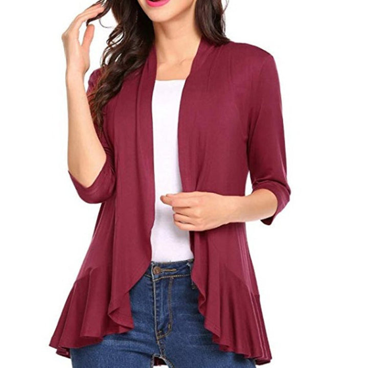 Women's Fashionable Cardigan with Asymmetrical Cut and Flutter Details Lisslune