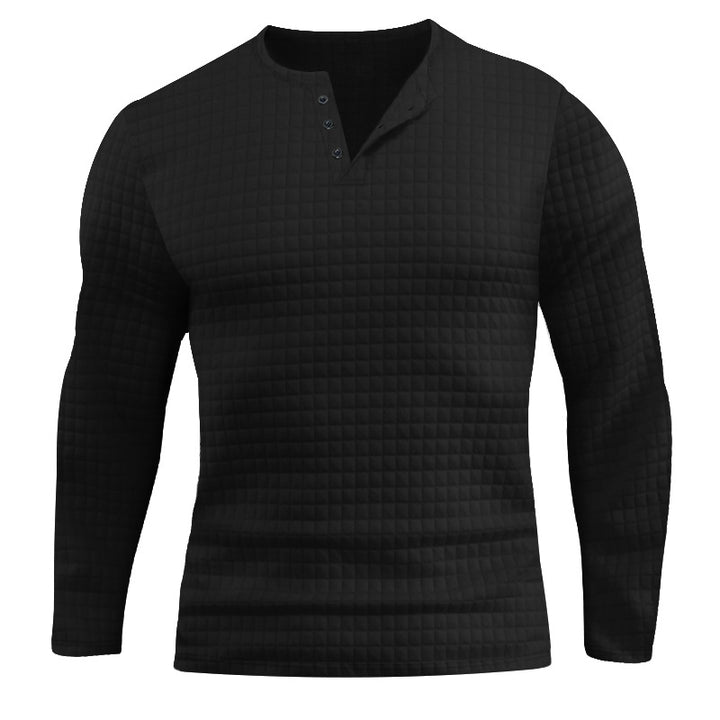Men's Long Sleeve Shirt with Textured Design and Fashionable Button Closure Lisslune