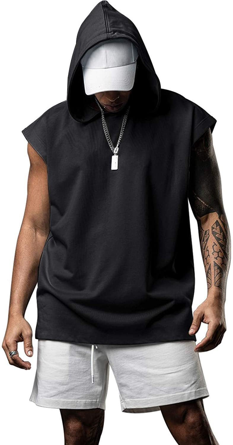 Men's hooded tank top with fashionable cut and practical kangaroo pocket Lisslune