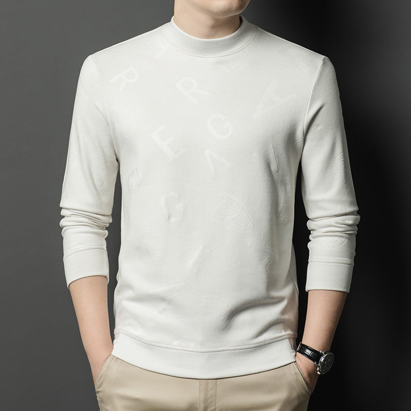 Men's elegant stand-up collar sweater with subtle logo pattern Lisslune