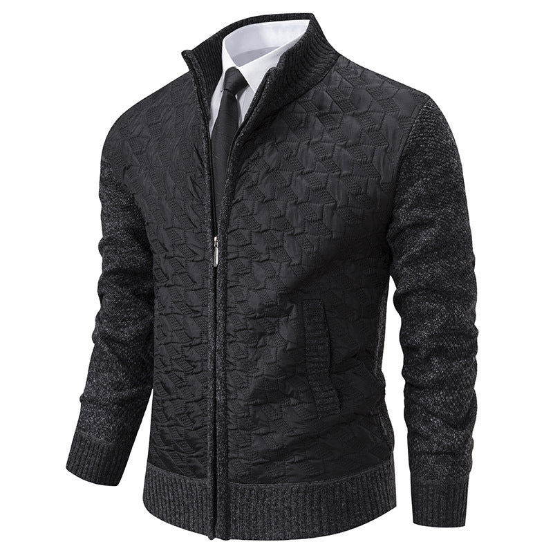Men's elegant hybrid jacket with quilted design and refined knit sleeves Lisslune