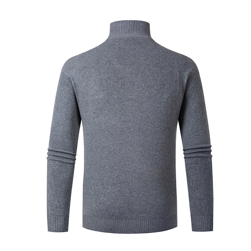 Men's fashionable knitted jacket with high collar and zipper Lisslune