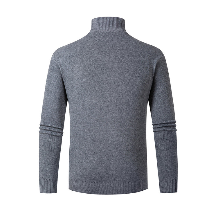 Men's fashionable knitted jacket with high collar and zipper Lisslune