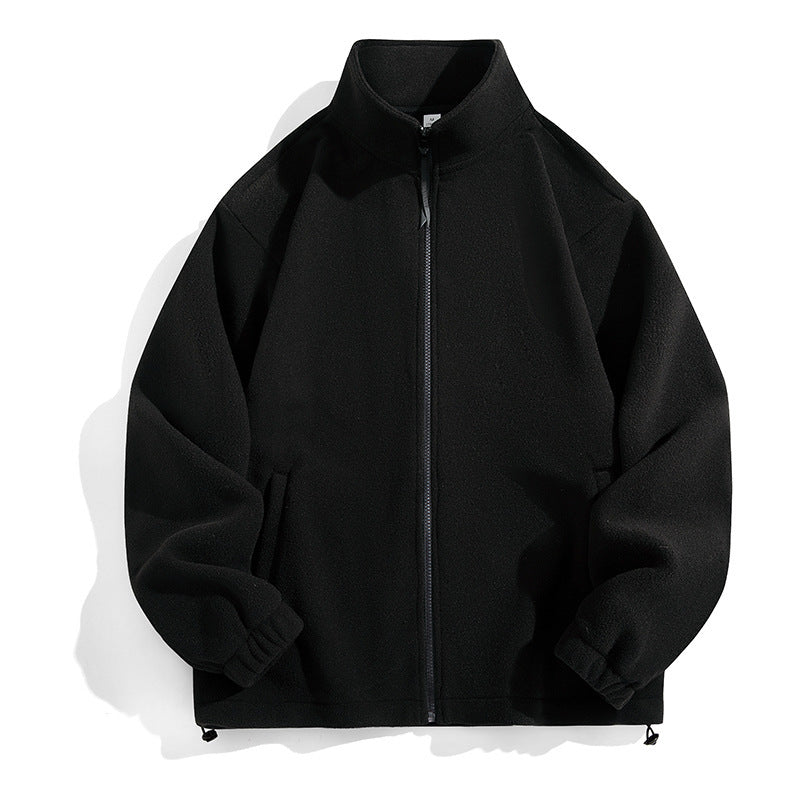 Men's Fleece Jacket with High Collar and Practical Pockets Lisslune