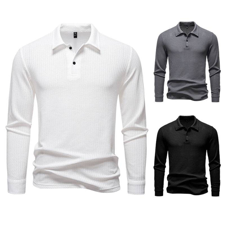 Men's polo shirt with textured surface and modern collar Lisslune