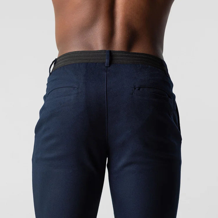 Men's Chino Pants with Slim Fit Cut and Elastic Waistband Lisslune