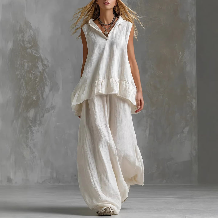 Women's Casual Long Sleeve Blouse with Ruffles and Hood Lisslune