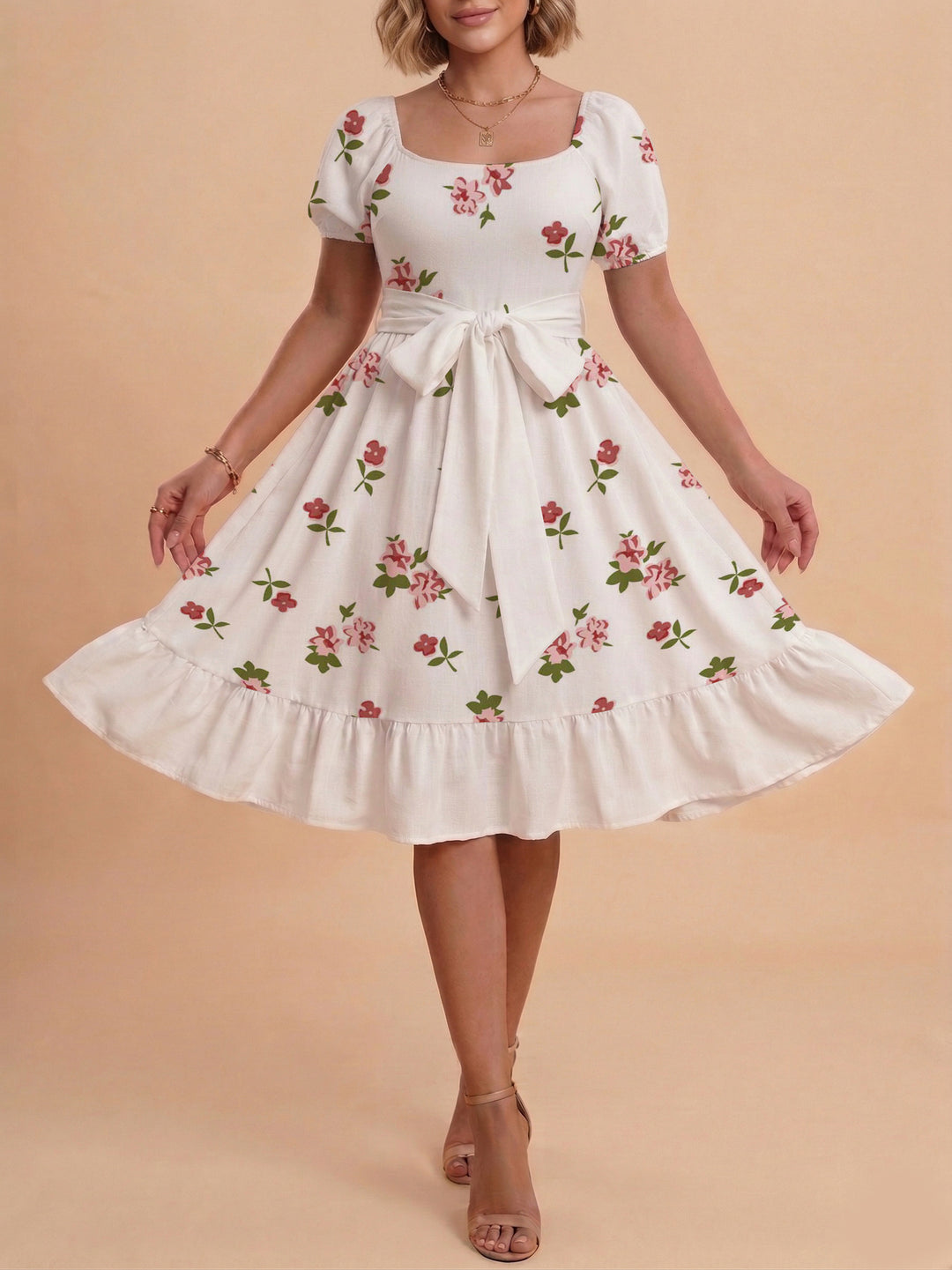 Women's dress with tailored fit and playful floral pattern Lisslune
