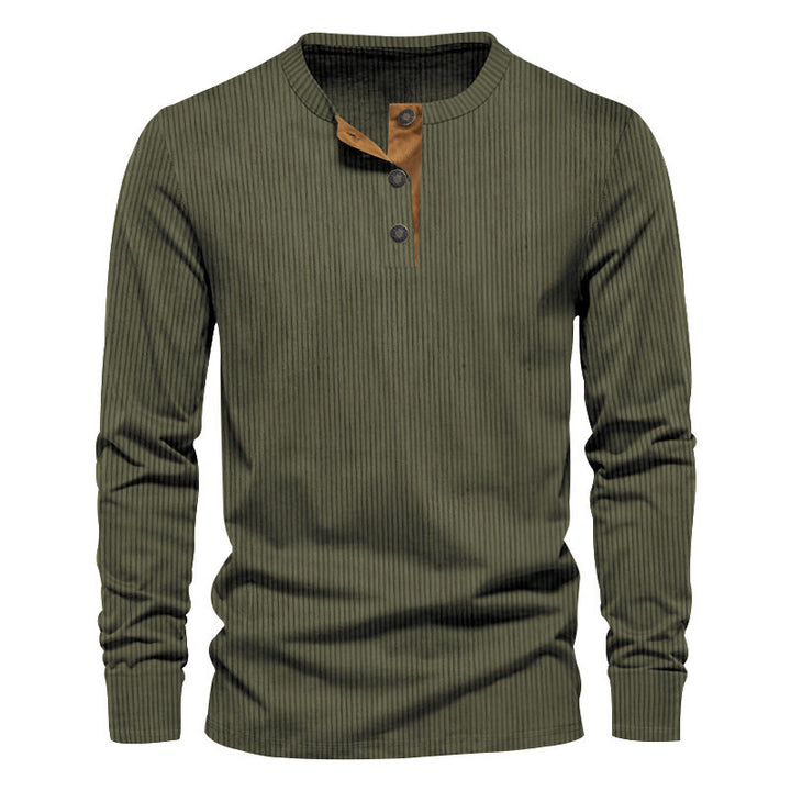 Men's Elegant Long Sleeve Shirt with Textured Rib Pattern and Trendy Button Details Lisslune