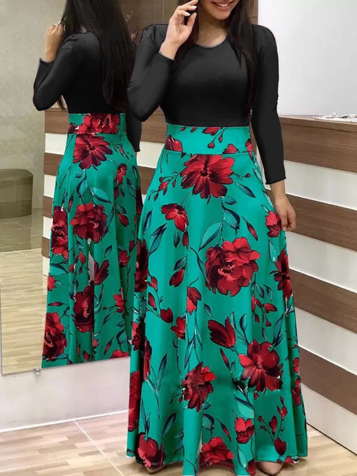 Damen Elegantes Maxikleid mit grafischem Druck und flexiblem Bund Lisslune