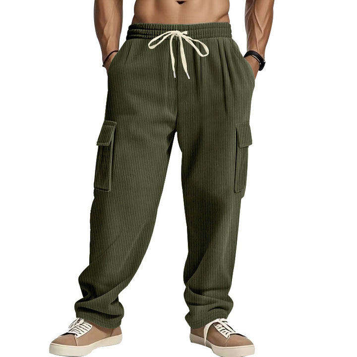 Men's Comfortable Cargo Pants with Elastic Waistband and Practical Side Pockets Lisslune