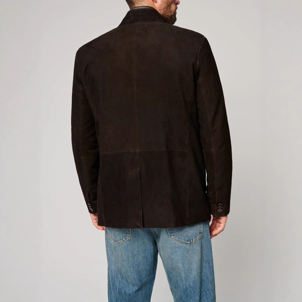 Men's suede jacket in classic cut with stand-up collar and practical pockets Lisslune