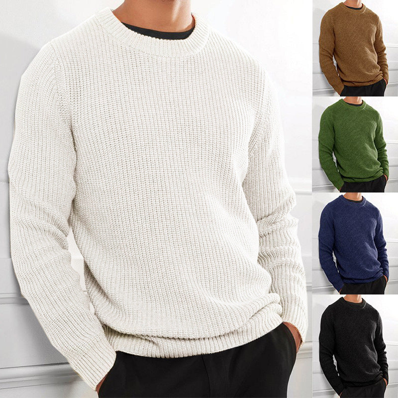 Men's knitted sweater with textured design and round neck Lisslune