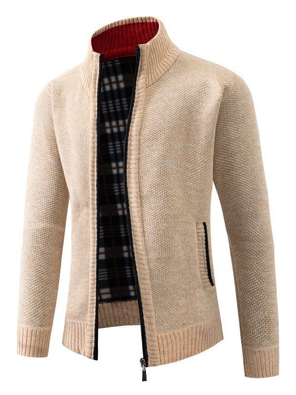 Men's fashionable cardigan with innovative texture and warm lining Lisslune