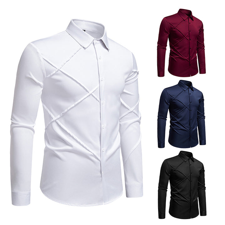 Men's long sleeve shirt with asymmetric design Lisslune