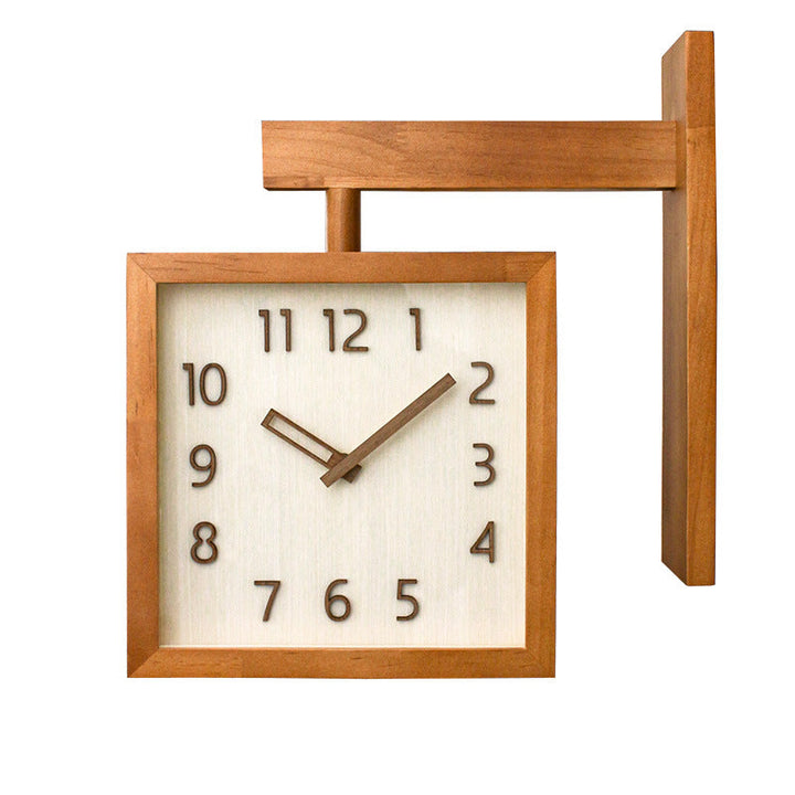 Lisslune | Wall-Corner-Two-Sided Wood-Analog-Clock