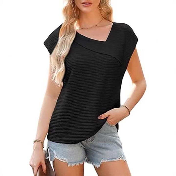 Damen elegantes Oberteil mit asymmetrischem Schnitt und modischem Texturmuster Lisslune
