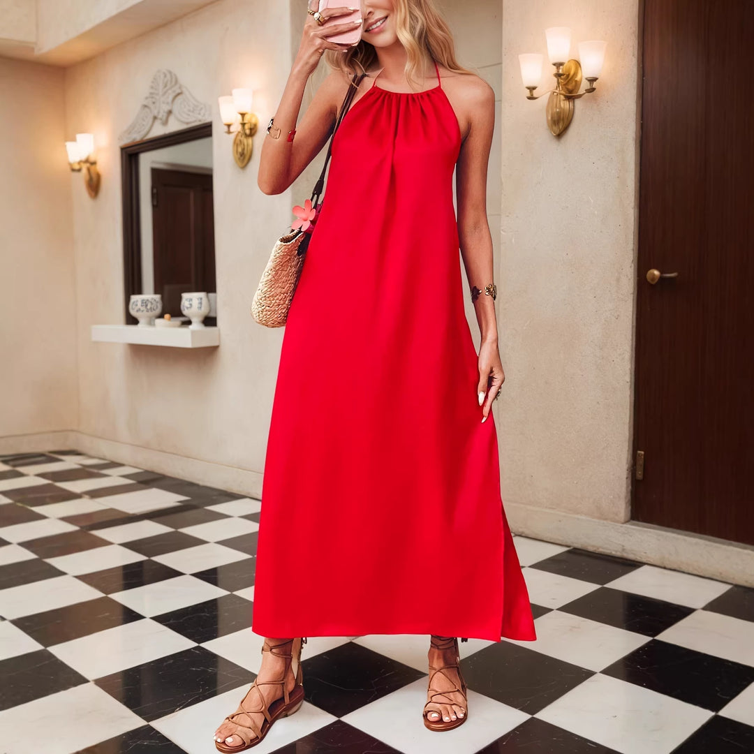 Women's Maxi Dress with Elegant Halter Strap Lisslune
