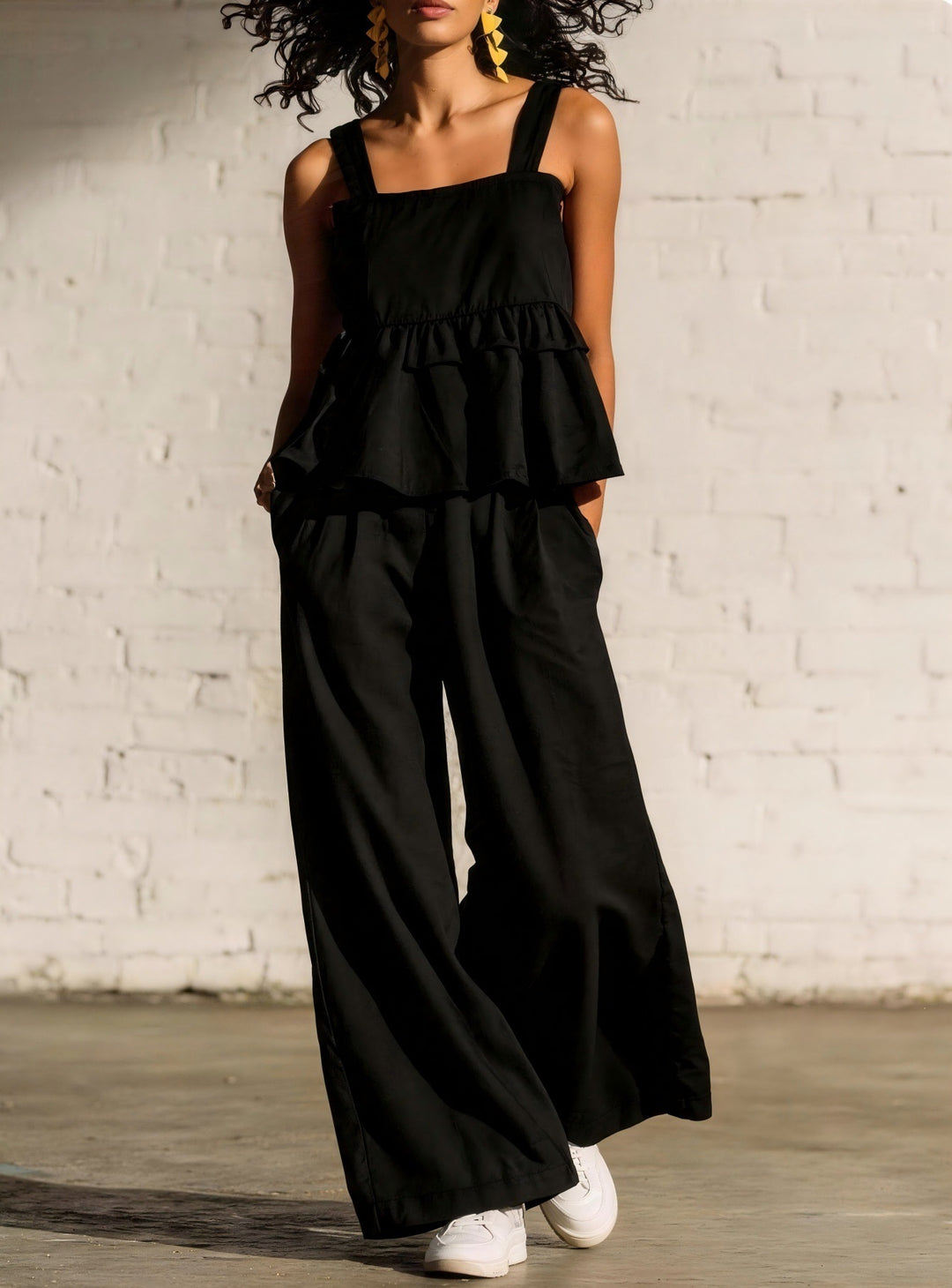 Women's Fashionable Two-Piece with Ruffle Details and Casual Cut Lisslune