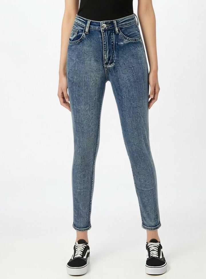 Damen Slim-Fit Jeans mit modernem Used-Effekt und hoher Taille Lisslune